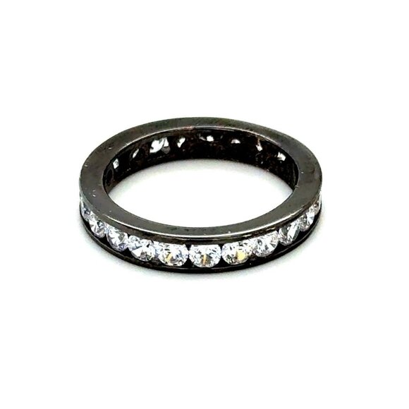 925 Black Band Eternity Cz Ring - Picture 1 of 7